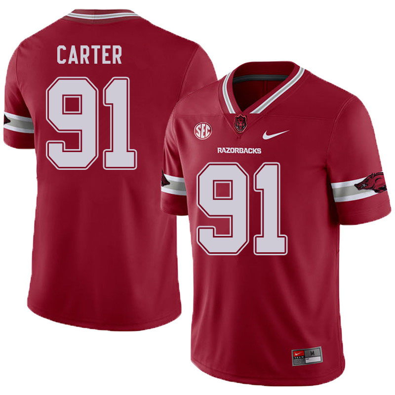 Men #91 Taurean Carter Arkansas Razorbacks College Football Jerseys Sale-Alternate